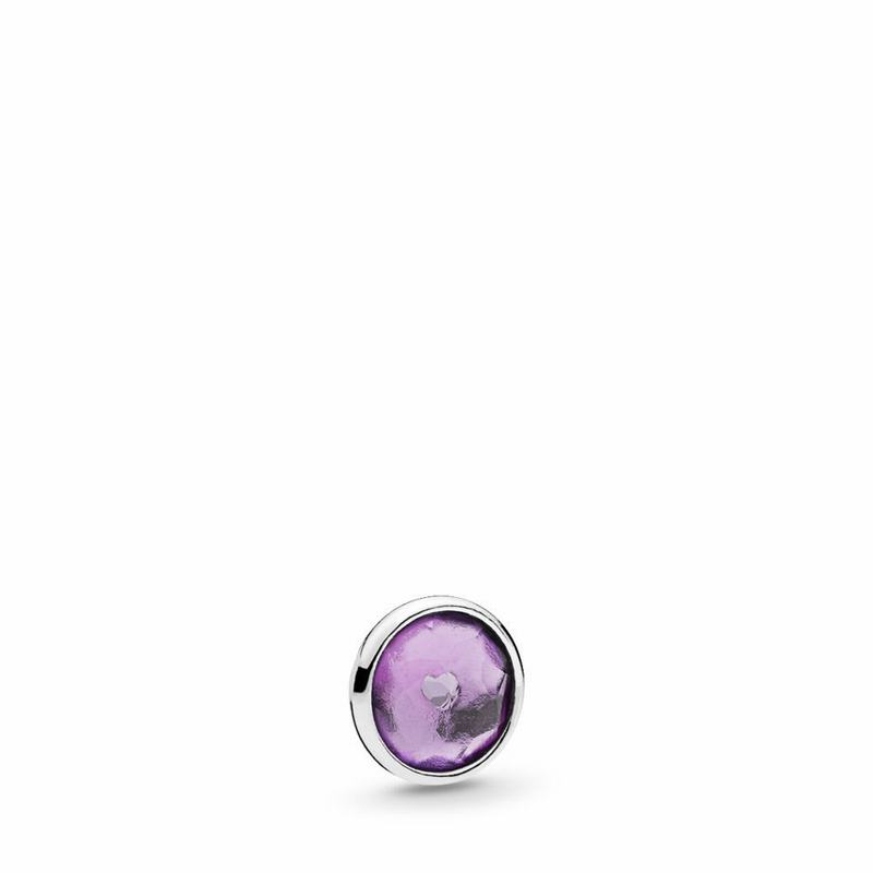 Pandora February Droplet Petite Locket Charm - Sterling Silver/Synthetic Amethyst - Canada | QA9034G